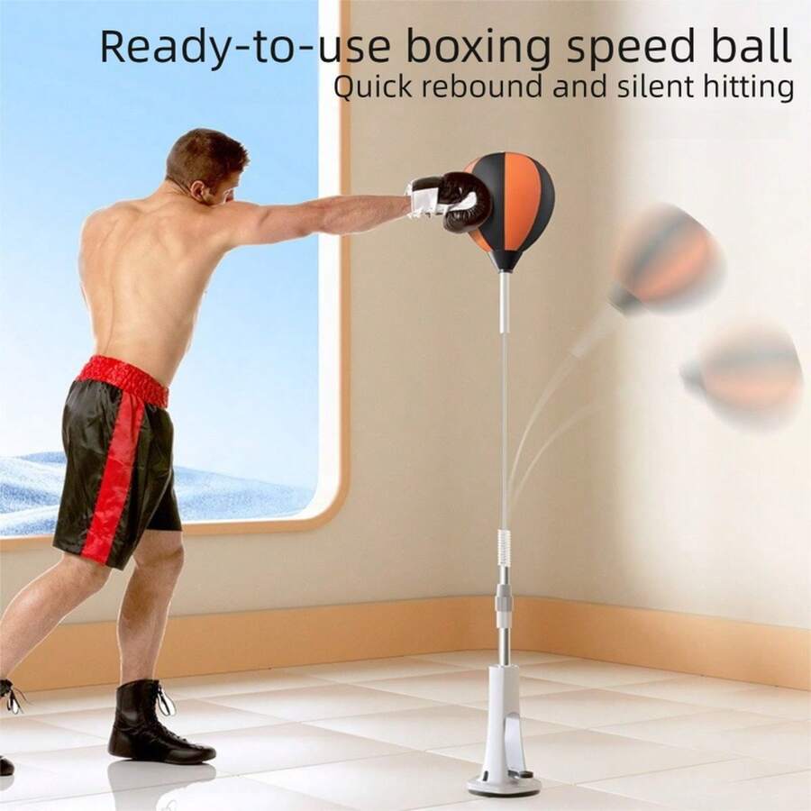 Sac de frappe anti-stress d'intérieur, balle de réaction de boxe professionnelle, colonne de boxe pour la maison - Cadre renforcé stable et anti-vibrations, rétroaction sensible, convient pour les studios de fitness. Sac d'entraînement vertical, cible de vitesse, ballon de boxe pour adultes, équipement oscillant, colonne de boxe durable. - Version adulte - Voir 1