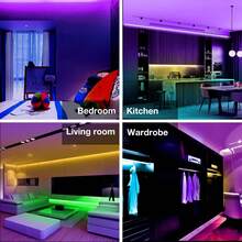 1 dải đèn LED RGB 20ft (khoảng 6 mét) kèm điều khiển từ xa, thích hợp cho phòng ngủ, trang trí nhà cửa, phòng khách, nhà bếp, trang trí tiệc tùng, tận hưởng ánh sáng tuyến tính, tạo nên những sắc màu lãng mạn. - Dải đèn - Xem 11