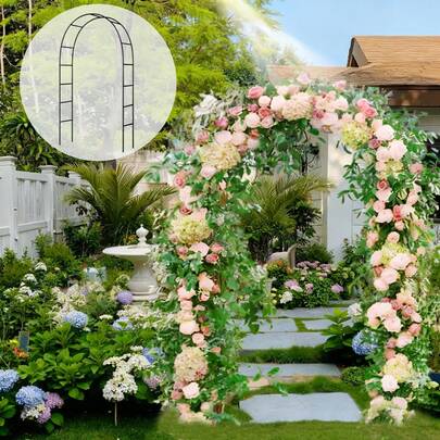 1 Khung vòm leo cây ngoài trời bằng kim loại chắc chắn, chống gỉ, dùng để trang trí đám cưới và làm giá đỡ bóng bay.