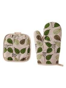 1pc Beige Heat Resistant Oven Mitt, Heat-Proof, Anti-Slip Microwave Oven Baking Glove - View 5