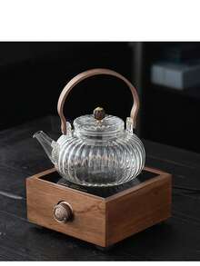 Tetera de vidrio resistente al calor con forma de calabaza, elegante hervidor de té para el hogar para preparar té - Multicolor - Ver 10