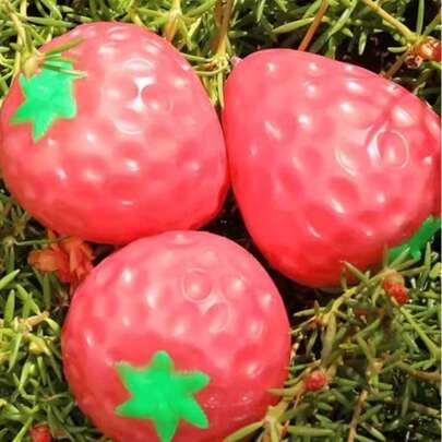 1pc Creative Light Traveler Color Changing Strawberry Squeeze Toy, Stress Relief Squishy Toy, Cute Round Shape, Slow Rebound, Pressure Release, Fidget Toy For Home, Dorm, Travel, Unisex