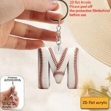 Llavero acrílico con diseño plano 2D de letra de béisbol, llavero y regalo de jugador y fanático de béisbol, colgante de bolso, decoración de llaves, regalo perfecto - Llavero con letras de béisbol - Ver 13