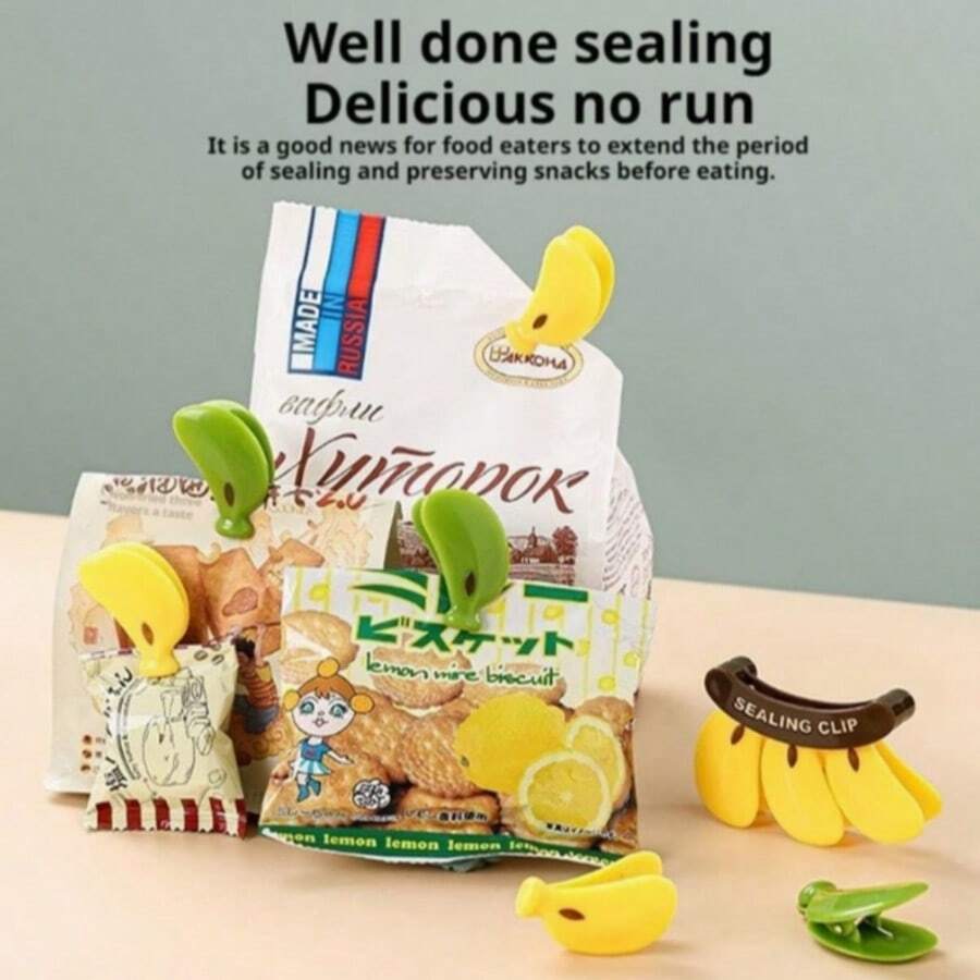 2 Reusable Food Bag Clips, Banana Sealing Clips, Cute Kitchen Snack Bag Sealing Devices, Plastic Snack Chip Sealing Clips, And Novel Banana-Shaped Refrigerator Accessories - Banana Sealing Clip - View 1