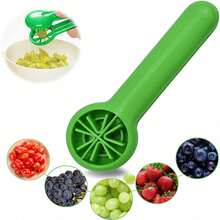 1/2pcs Grape, Cherry Tomato And Strawberry Slicer | Green Multifunctional Fruit & Vegetable Slicer | Blade-Free Design | Easy-To-Use Kitchen Tool | Quickly Slice Grapes, Cherry Tomatoes, Strawberries And Small Fruits | Great For Salads, Snacks And Party Platters | Compact And Lightweight | Essential Kitchen Accessory For Daily Fruit Cutting - Multicolor - View 2