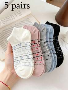 1/5 Đôi tất ngắn nữ kiểu dáng cổ điển hình nơ và trái tim - Tất thuyền cho nữ, tất mắt cá chân thời trang dễ thương cho nữ, tất thoải mái tối giản - Thích hợp cho các hoạt động hàng ngày, du lịch, hẹn hò, ở nhà, trường học - Nhiều màu - Xem 8