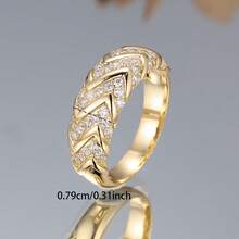 Vanel 1 chiếc nhẫn vàng cao cấp, thiết kế tinh xảo với đá Cubic Zirconia trong suốt, trang sức đeo hàng ngày, món quà thanh lịch. - vàng trắng - Xem 5