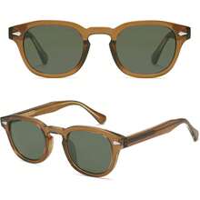 - Lentes de sol polarizados redondos retro vintage pequeños para rostro delgado protección UV400 SJ2251 - Verde Oliva/Verde Oscuro - Ver 4