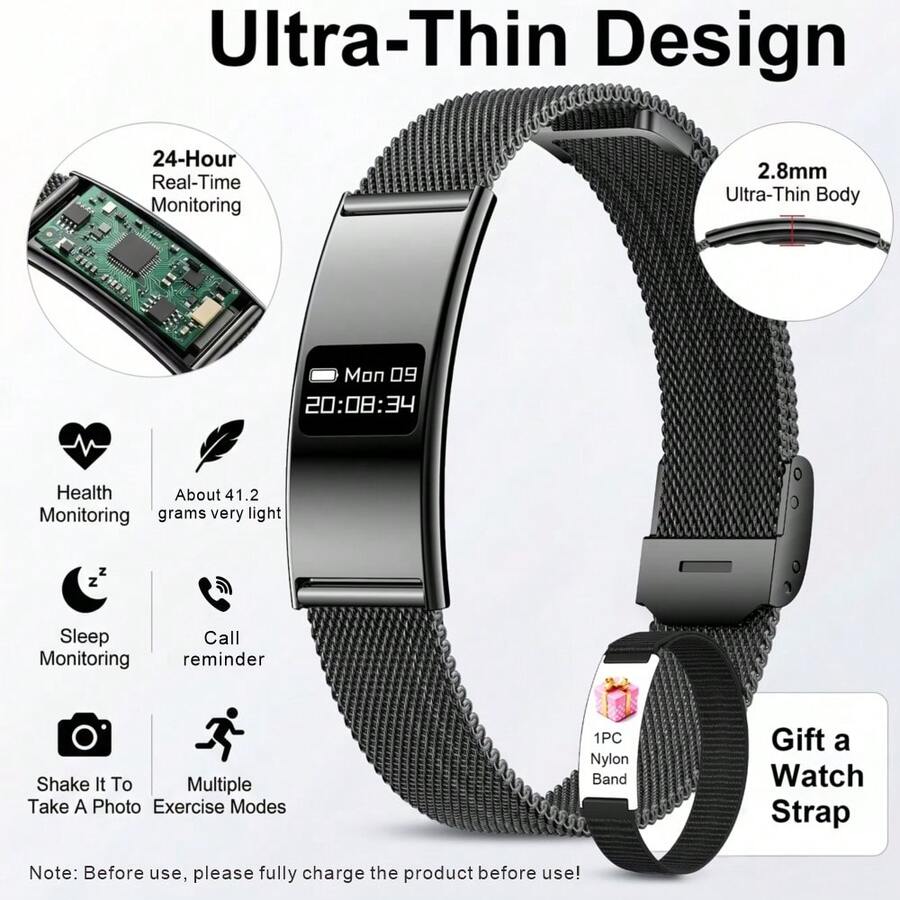 2.8mm Ultra-Thin Smart Watch For Best Friend, Multi-Function Pedometer, Sleep Monitoring, Fitness Tracking, Smart Band, Sports Band, Unisex, Suitable For Sports And Health Reminders - View 1