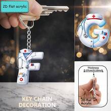 2D Acrylic Nurse Uniform Letter Keychain, Creative Keychain, Nurse Theme, Fashion Accessory, Suitable For Multiple Occasions, Perfect Gift For Friends - Nurse Uniform Letter Keychain - View 4