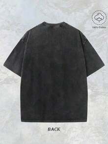 Gym Motivation Design Print Washed T Shirt 230gsm, Round Neck Gym & Door Sports Apparel, All-Season Fitness Shirt, Training Gear, Sporty Design, Durable Construction, Performance Wear, Casual Athletes, Gym Shirts, Comfortable Fit Shirt, Work Clothing, Street Style, Fitness Enthusiastssummer Outfits For Women - 黑色 - 查看 3