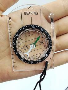 FUOYLOO 1pc Portable Mini Hiking Compass Set, Made Of High Transparency Material, Multi-Functional Survival Keychain Compass, Suitable For Outdoor Camping, Hiking And Navigation Scenarios - Black - View 3