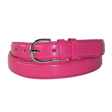 CTM Women's Leather Dress Belt 1 1/8 Inch Silver Buckle, Available In Black, Blue, Brown, Dark Pink, Dark Purple, Grey, Light Pink, Navy, Orange, Red, Royal Blue, Tan, White, Yellow,  2XL, L, M, S, XL Leather Dress Belts - 深粉紅色 - 查看 2