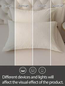 1pc, 100% Polyester, Bohemian Style, Textured Crinkle, Soft & Breathable Envelope Pillowcase, No Insert, Suitable For Bedroom, Hotel, Dormitory - Light Yellow - View 3