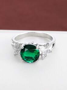 1pc Elegant Countryside Style Butterfly Design Cubic Zirconia Women's Ring, Casual Gift - Multicolor - View 6