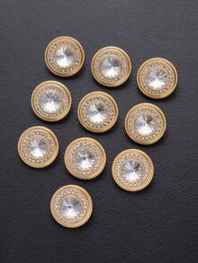 10pcs Round Metal Rhinestone Buttons, Multi-Color & Size, Double-Layer Crystal Decor Buttons Suitable For Jackets, Suits, Wedding Dresses - Multicolor - View 19