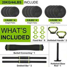 4 In 1 Adjustable Dumbbell Set, 44/66/88 LBS Free Weight Set Used As Dumbbell, Barbell, Kettlebell And Push-Up, Home Gym Fitness Workout Equipment For Men And Women, Black - Black - View 3