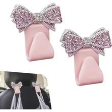 1pc Sparkling Rhinestone Bow Car Headrest Hook | Rear Seat Storage Hook | Can Hang Bags, Shopping Bags And Other Items | Fashionable Rhinestone Embellished Design | Secure And Non-Slip | Suitable For Sedans, SUVs And Trucks | Space-Saving And Keeps Car Interior Tidy | Fashionable And Cute Essential For Women | Hot-Selling Car Interior Storage Solution And Gift - Multicolor - View 9