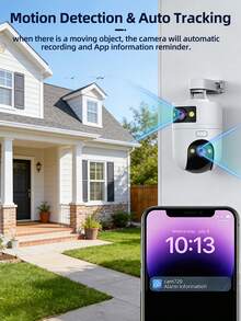 1440P 5G WiFi Dual-Light Dual-Lens Security Camera, Dual-Light Enhanced Brightness Illumination, Indoor/Outdoor Use, 5GHz WiFi, Dual-Screen Motion Detection, Full-Color Night Vision, Two-Way Audio, IP66 Outdoor Rating, Auto Alarm, Remote App Control, Supports SD Card & Cloud Storage, Baby Monitor & Street Security Camera - Black and White - View 6