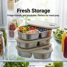 1pc/2pcs 304 Stainless Steel Lunch Box, Reusable Leak Proof Bento Box, Portable Large Capacity Lunch Container, Fruit Salad Food Storage Container, Dishwasher & Microwave Allowable, Suitable For Student And Adult Use In School, Office, Outdoor Camping, Picnic, Travel, Back To School - Multicolor - View 6