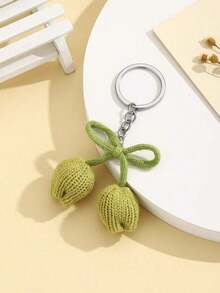 1pc DIY Handmade Crochet Tulip Flower Bud Keychain, Colorful Yarn Flower Keyring, Creative Gift For Lover, Friend, Girlfriend, Holiday, Festival, Mobile Phone, Car Accessories, Small Gift For Events - ngẫu nhiên - Xem 4