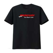 Mercury Marine Boats Logo Outboards Mercruiser T Shirt The Water Calls  Vintage Washed Breathable Versatile Comfortable - 黑色 - 查看 12