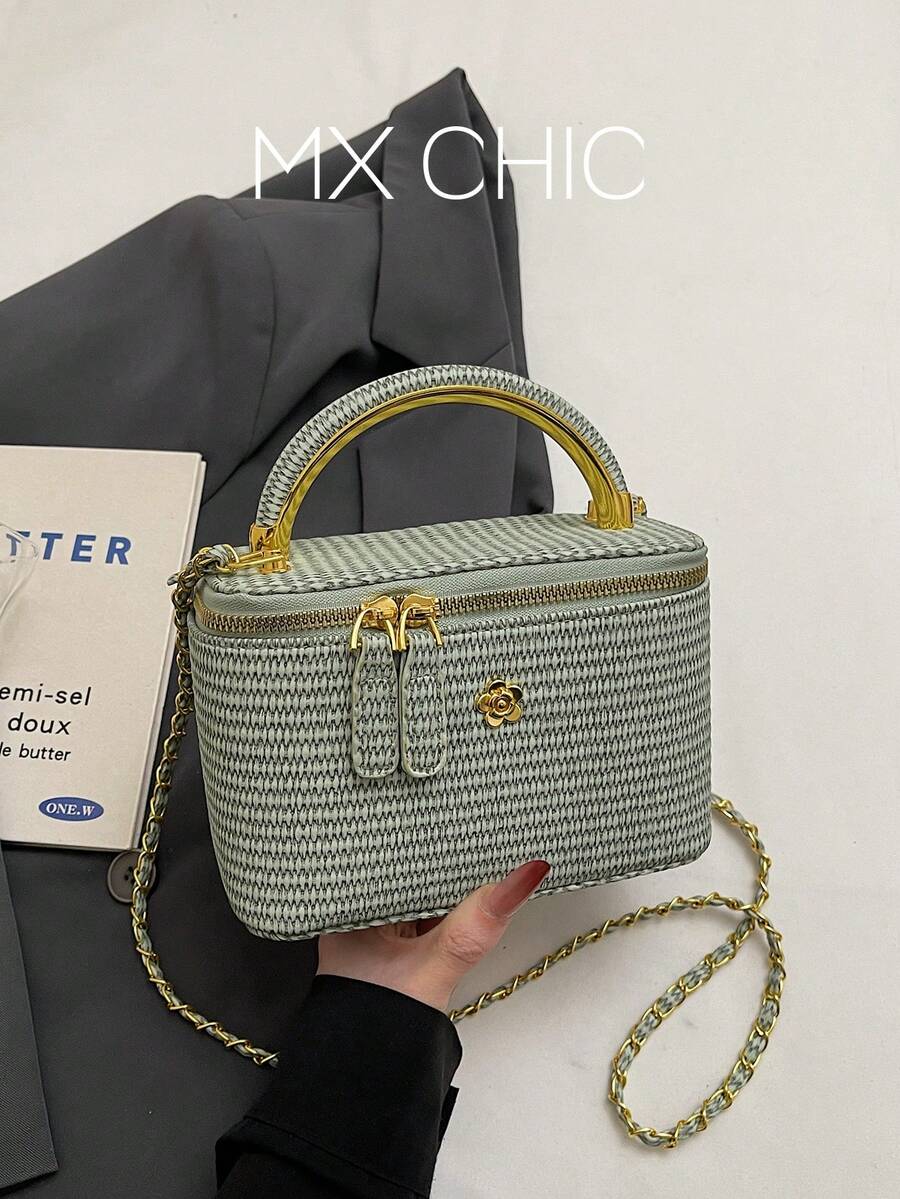 New Minimalist Hand-Held Box Bag, Shoulder & Crossbody Bag - Green - View 1