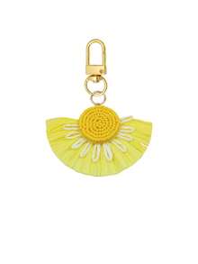 Summer Boho Raffia Daisy Keychain, Handwoven Tassel Bag Charm, Colorful Fan-Shaped Key Ring With Gold Clasp, Beach Style Accessory For Women, Cute Woven Flower Key Holder For Handbags & Backpacks, Lightweight, Durable & Reusable, Multi-Color Options, Perfect For Vacation, Daily Use & Gifting - Multicolor - View 12