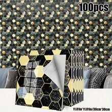 Brodark 50/100片装 30x30厘米 自粘仿大理石金箔3D墙贴，3D墙板，优雅现代设计，防水防潮，可移除不留残胶，是浴室和厨房翻新的理想之选，安装简便，适用于家居装饰、公寓和商业空间，经久耐用，持久如新。 - 50/100片裝 - 查看 17