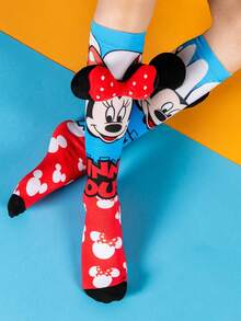 Disney 一双迪士尼3D卡通人物过膝袜，时尚儿童派对长袜，高品质礼物。适合返校季，趣味十足，深受小粉丝喜爱。儿童和成人均可穿着，透气吸汗，休闲百搭，时尚卡通图案中筒袜，适合学生、成人，可作为礼物和日常穿着。 - 彩色 - 查看 4