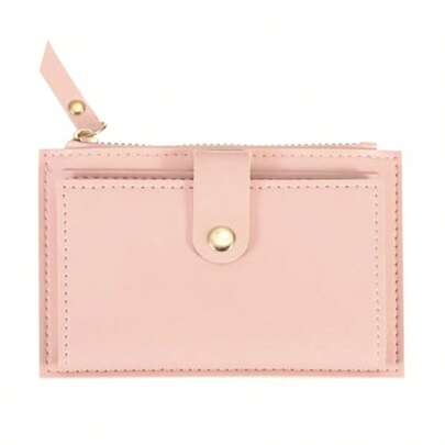 1 pieza Cartera de piel sintética, monedero multifuncional, portador de tarjetas y monedas delgado y portátil, adecuado para fiestas, bodas, Día de San Valentín, Día de la Madre, regalos de Halloween, moda versátil clásica, regalo ideal para mujeres