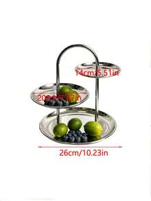 1pc Luxury Stainless Steel Mirror Fruit Plate, Niche Creative Dessert Stand, Nordic Style Stainless Steel Fruit Rack, Elegant Cake & Snack Stand, Exquisite Afternoon Tea Dessert & Snack Rack, Luxury Multi-Layer Fruit Plate Storage Tray, Living Room Coffee Table Decor, Suitable For Cafe, Restaurant, Living Room, Dessert Shop, Wedding, Party - Silver - View 10