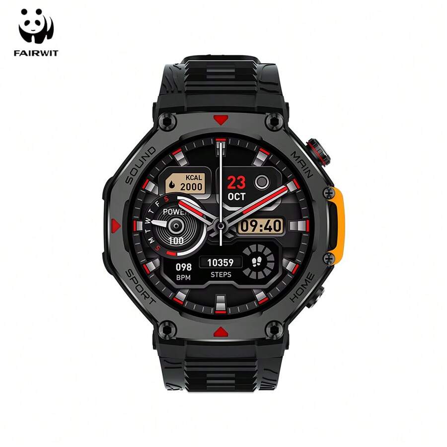 PANDA Reloj inteligente M-Rex4 para deportes y fitness, pantalla táctil HD de 1.45", llamadas Bluetooth, SOS, modos deportivos múltiples, resistente al agua 5ATM, compatible con Android e iOS, batería de 500mAh, unisex - Ver 1