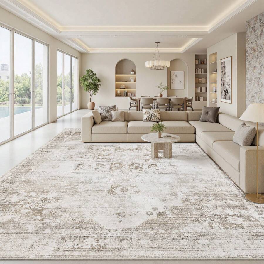 Sour Lemon Living Room Rug, Extra Large Bedroom Rug, 3D Semicircular Pattern Short Pile Rug, Annual Ring Rug - Non-Slip, Washable, Thick And Durable, For Living Room, Bedroom, Study - 灰褐色 - 查看 1