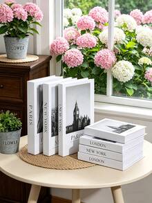 3pcs Set Fashionable Decorative Books, Creative Tabletop Decor For Living Room, Windowsill, Wall, Suitable For Room, Kitchen, Bedroom, Office, Desk, Birthday Party, Holiday Party, Wedding, Celebration, Teacher's Day Gift, Artificial Flower Decor Tray Base, Graduation Teacher's Day Gift, Holiday Decor Accessories, Wedding, Rustic Decor, Home Decor - PNL - View 5