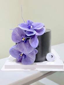 10/6/3pcs Phalaenopsis Orchid Cake Decorations, Artificial Flower Cake Toppers, Realistic Touch, Wedding Birthday Party Decor, DIY Accessories - Purple - View 2