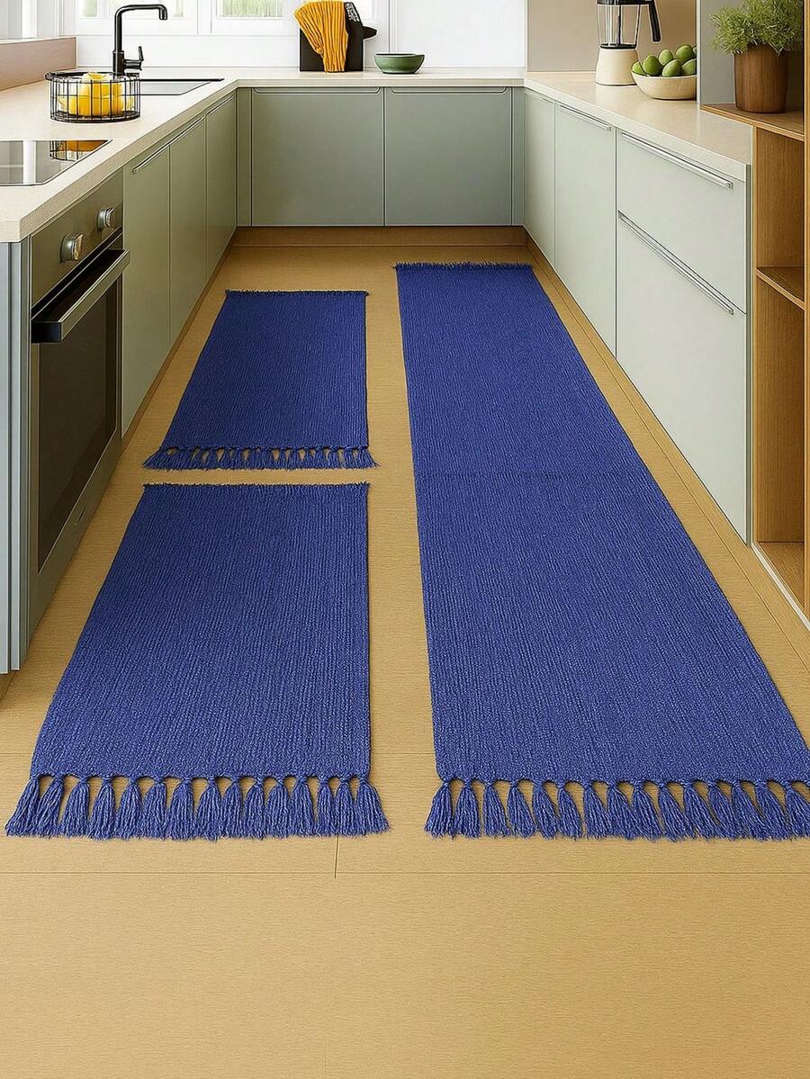 Kitchen Mat Set 3 Pieces: Runner + 2 Mats - Blue - View 1