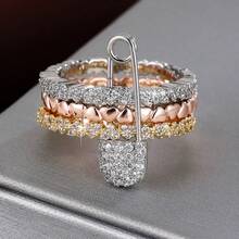 1pc Detachable Heart Design Cubic Zirconia Inlaid Women's Ring, Couple/Mother's Day Gift - Multicolor - View 16