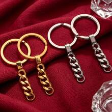 2 Pieces 304 Stainless Steel Flat Open Key Rings With Extension Curb Chain, Heavy Duty Non Tarnish Keychain Connectors DIY Craft Key Making Accessories For Bag Charm Keys Organization - Keychain - View 6
