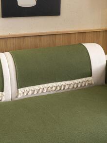 1 chiếc vỏ gối sofa dệt kim bằng cotton, có tua rua, chất liệu mềm mại và thoáng khí, kiểu dáng tối giản màu be, phù hợp cho mọi mùa, dùng làm vỏ bọc nội thất, chăn sofa, chống trượt, chống bụi, chống nhăn, bền, chống trầy xước do mèo, phù hợp với sofa 1-4 chỗ và sofa hình chữ L. - màu xanh lá - Xem 5