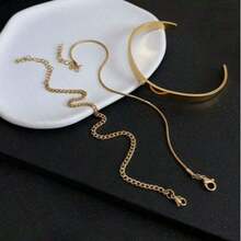 3pcs/Set Men Stainless Steel 18K Gold Plated C-Shaped Adjustable Bracelet With Chain, Suitable For Daily Wear,  Anniversary, Boyfriend Birthday Gift - 金子 - 查看 10