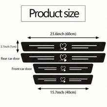 4pcs Carbon Fiber Heart-Shaped Door Sill Protector - Anti-Scratch, Anti-Collision, Easy Installation, Anti-Slip, Flexible Installation, Protect Door Edge, Suitable For All Models, Durable Black Door Sill Strips, Fashionable Auto Accessory - A - View 3