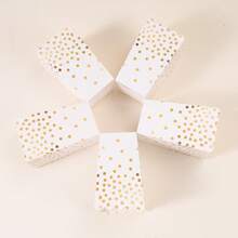 White & Gold Polka Dot Popcorn Boxes, Metallic Gold Dot Print Disposable Paper Snack Containers, 4.52x2.95x2.16 Inch Treat Boxes For Adult Birthday Party, Bridal Shower, Wedding Reception, Graduation Celebration, Backyard Gathering, Movie Night, Carnival, Outdoor BBQ, Party Favors, Candy Buffet, Dessert Table Decor, Sturdy Paper Popcorn Holders Multi Size Optional With 10PCS 20PCS 50PCS 100PCS For All Adult Celebration Occasions - Multicolor - View 3