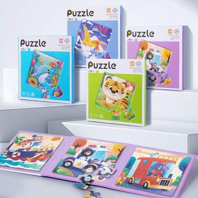 3-In-1 Foldable Magnetic Puzzle, Magnetic Educational Toys For Children, Gifts For Boys And Girls