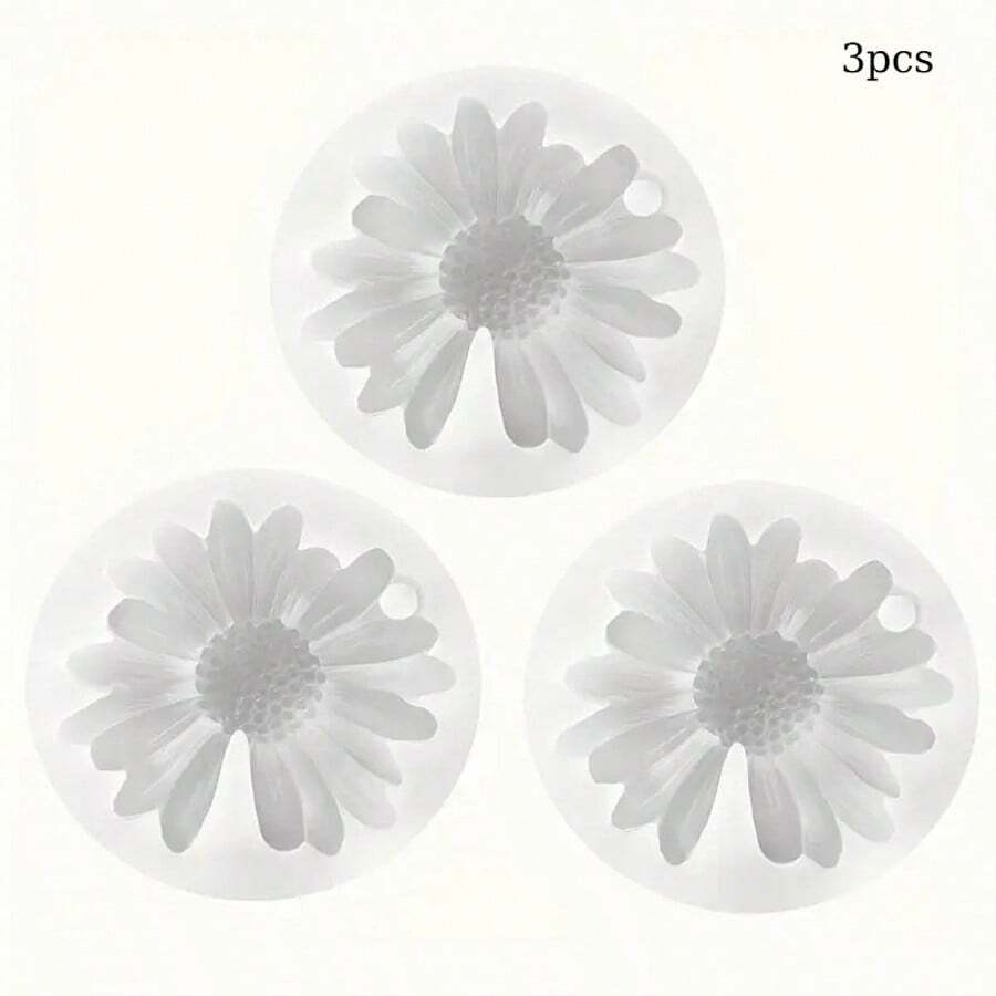 3pcs Daisy Silicone Mold, Suitable For Daily Use - White - View 1