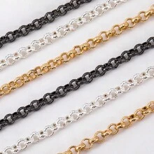 1m Fashion Embossed Round O-Shape Copper Chain, Suitable For DIY Handmade Bracelet, Necklace, Jewelry Accessories - DIY Chain - View 7