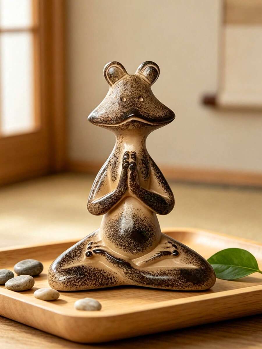 瑜珈青蛙雕像 - 禪修冥想小雕像,小型樹脂動物雕刻,適用於居家、辦公室、瑜珈室與書桌裝飾,適合瑜珈愛好者的靈性禮物,客廳、臥室與花園的寧靜波西米亞風格裝飾,美學正念擺飾 - 1PC - 查看 1