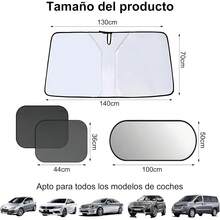 Parasoles de Coche, Parasol para Auto Parabrisas, Parasol Plegable para Coche 6 Piezas - Protector Parabrisas con Bolsa de Almacenamiento, Apto para todoterrenos y la mayoría de turismos - 1 - Ver 2