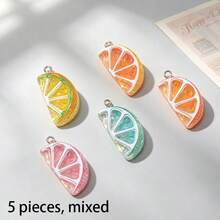 5/10pcs Cute Colorful Lemon Resin Pendant, Minimalist Small Fruit Charm DIY Jewelry Making Accessories - Random Color - Multicolor - View 15