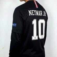 Retro 18-19 PSG 2nd Away Long Sleeve Black Jersey, N.Eymar #10 Premium Breathable Fabric, Keeps Dry And Fresh During Sports - màu đen - Xem 1